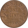 Монета. Канада. 1 цент 1935 год. ав.