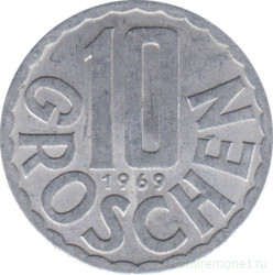 Монета. Австрия. 10 грошей 1969 год.