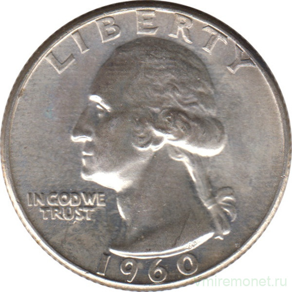 Монета. США. 25 центов 1960 год. Монетный двор D.