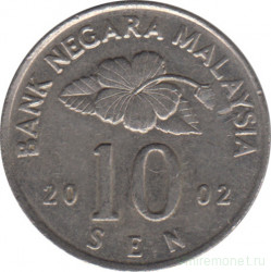 Монета. Малайзия. 10 сен 2002 год.