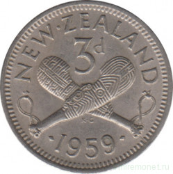 Монета. Новая Зеландия. 3 пенса 1959 год.