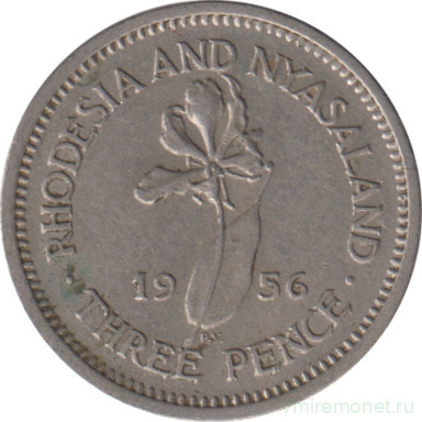 Монета. Родезия и Ньясаленд. 3 пенса 1956 год.