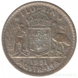 Монета. Австралия. 1 флорин (2 шиллинга) 1951 год.