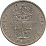 Аверс. Монета. Швеция. 2 кроны 1970 год.