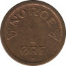 Монета. Норвегия. 1 эре 1952 год. Новый тип. ревю