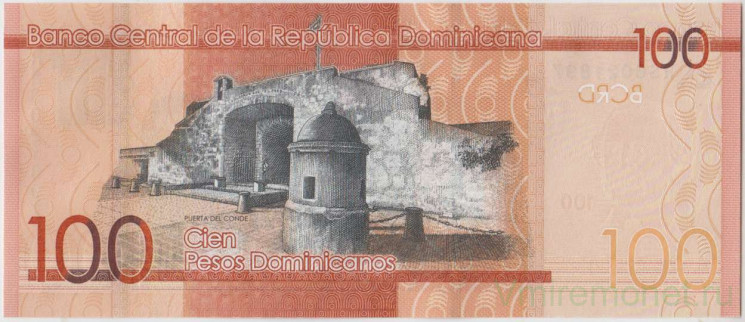 Банкнота. Доминиканская республика. 100 песо 2019 год. Тип 190.