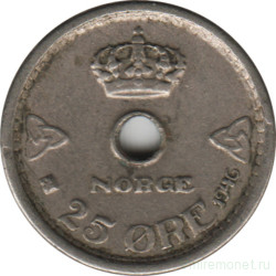 Монета. Норвегия. 25 эре 1946 год.