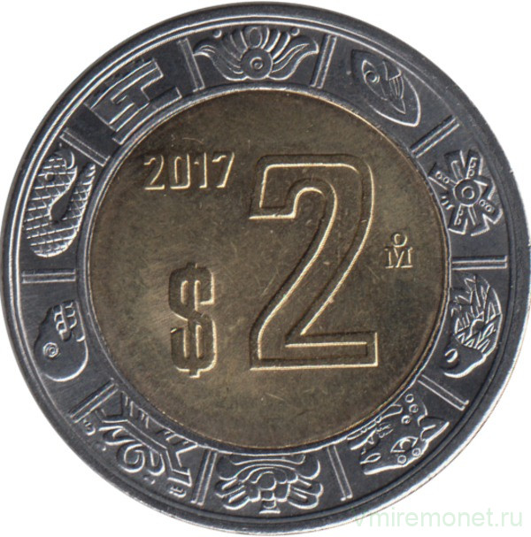Монета. Мексика. 2 песо 2017 год.