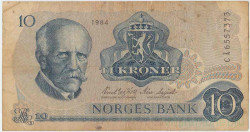 Банкнота. Норвегия. 10 крон 1982 год. Тип 36c(7).