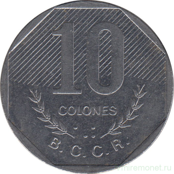 Монета. Коста-Рика. 10 колонов 1983 год.