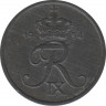  Монета. Дания. 2 эре 1955 год. ав.