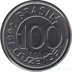 Монета. Бразилия. 100 крузейро 1992 год.