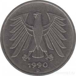 Монета. ФРГ. 5 марок 1990 год. Монетный двор - Мюнхен (D).