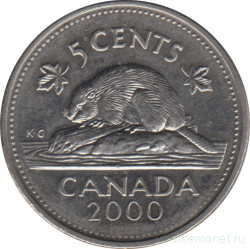 Монета. Канада. 5 центов 2000 год.