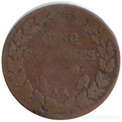 Монета. Франция. 5 сантимов 1799 (8) год. АА.