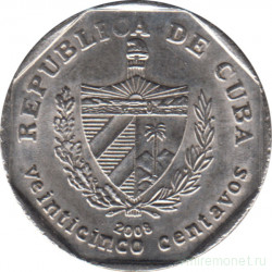 Монета. Куба. 25 сентаво 2008 год (конвертируемый песо).