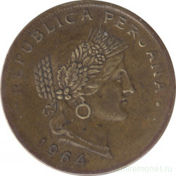 Монета. Перу. 20 сентаво 1964 год.
