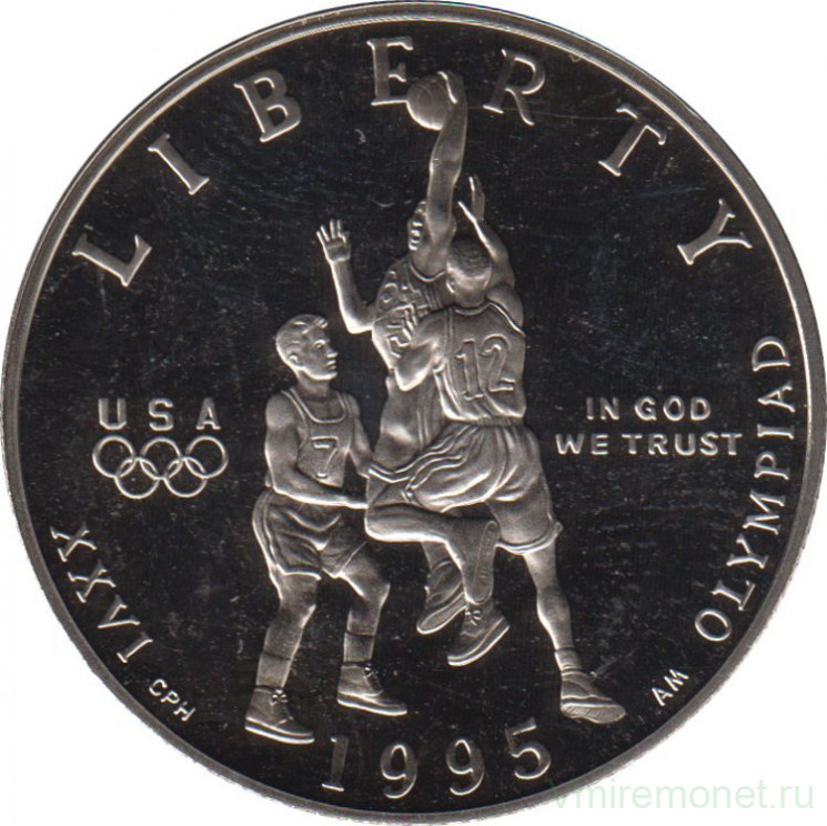 Монета. США. 50 центов 1995 год (S). XXVI летние олимпийские игры Атланта 1996. Баскетбол.