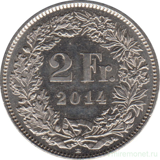 Монета. Швейцария. 2 франка 2014 год.