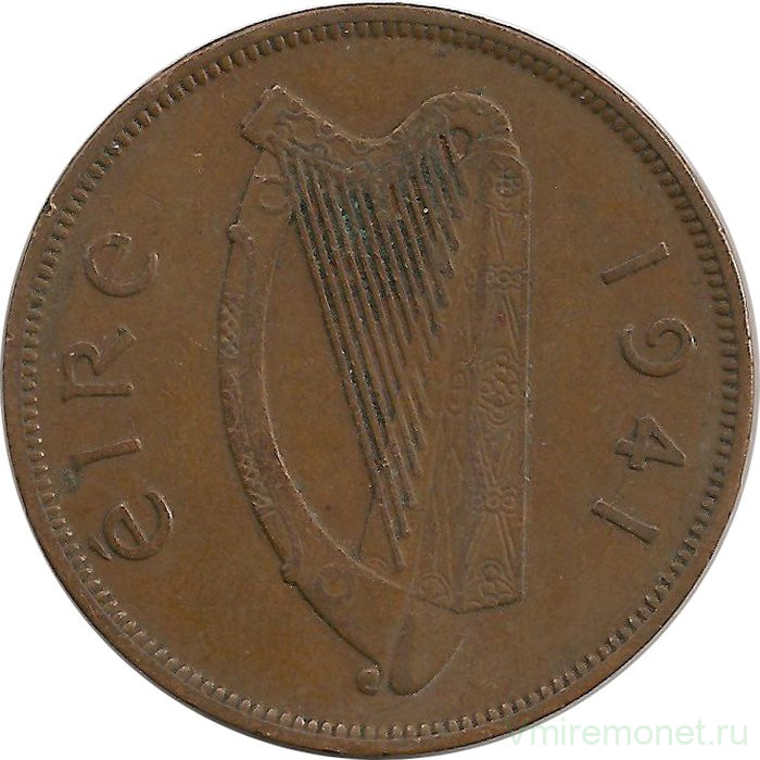 Монета. Ирландия. 1 пенни 1941 год.