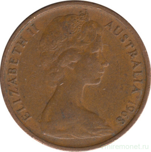 Монета. Австралия. 1 цент 1968 год.