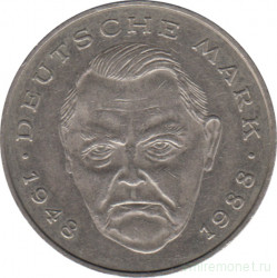 Монета. ФРГ. 2 марки 1990 год. Людвиг Эрхард. Монетный двор - Мюнхен (D).