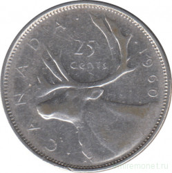 Монета. Канада. 25 центов 1960 год.