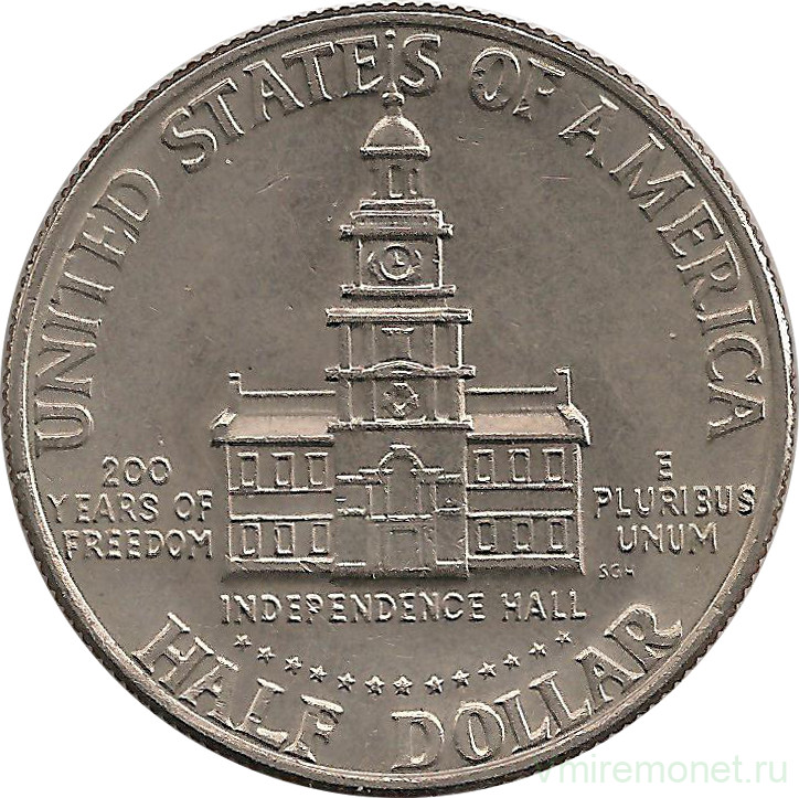 Монета. США. 50 центов 1976 год. 200 лет независимости. Монетный двор D.
