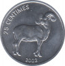 Монета. Конго. 25 сантимов 2002 год. Животные. Баран. ав.