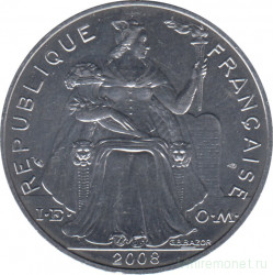 Монета. Французская Полинезия. 5 франков 2008 год.