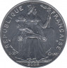 Монета. Французская Полинезия. 5 франков 2008 год. ав.