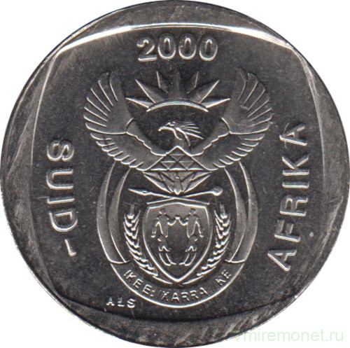 Монета. Южно-Африканская республика (ЮАР). 1 ранд 2000 год. Новый тип.
