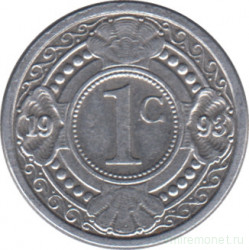Монета. Нидерландские Антильские острова. 1 цент 1993 год.