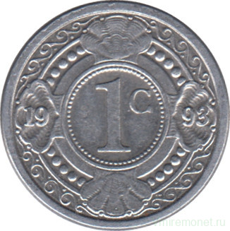 Монета. Нидерландские Антильские острова. 1 цент 1993 год.