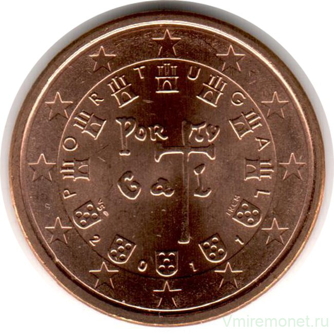 Монета. Португалия. 5 центов 2011 год.