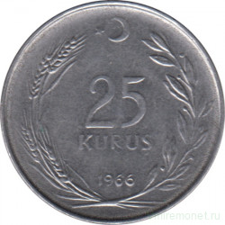 Монета. Турция. 25 курушей 1966 год. 4 грамма.
