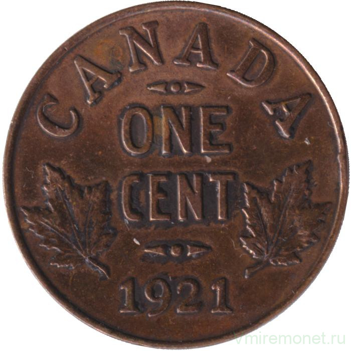Монета. Канада. 1 цент 1921 год.