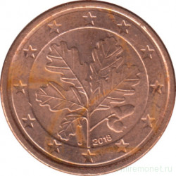 Монета. Германия. 1 цент 2018 год. (J).