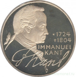 Монета. ФРГ. 5 марок 1974 год. 250 лет со дня рождения Иммануила Канта. Пруф.