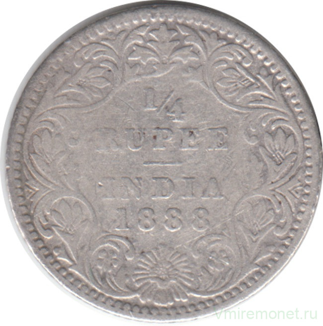 Монета. Индия Британская. 1/4 рупии 1888 год.