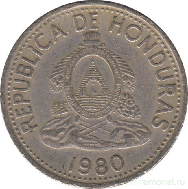 Монета. Гондурас. 10 сентаво 1980 год.