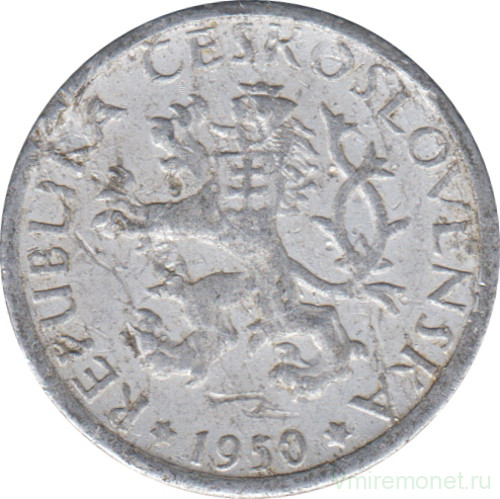 Монета. Чехословакия. 1 крона 1950 год.