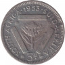 Монета. Южно-Африканская республика (ЮАР). 3 пенса 1953 год.