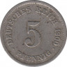 Монета. Германия (Германская империя 1871-1922). 5 пфеннигов 1900 год. (G). ав.