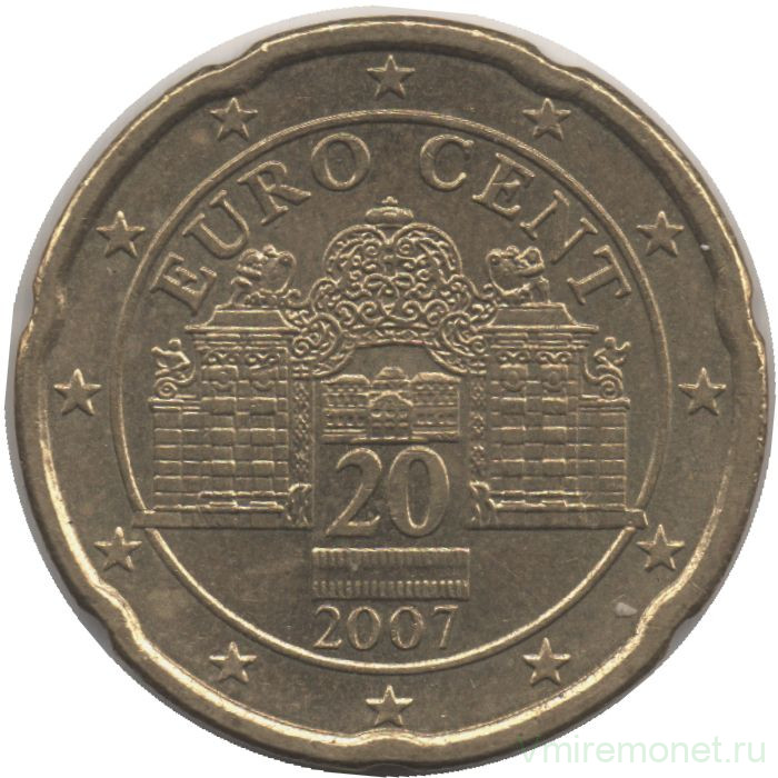 Монета. Австрия. 20 центов 2007 год. 