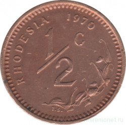 Монета. Родезия. 1/2 цента 1970 год.