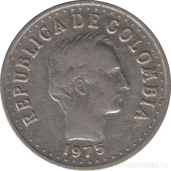 Монета. Колумбия. 20 сентаво 1975 год.