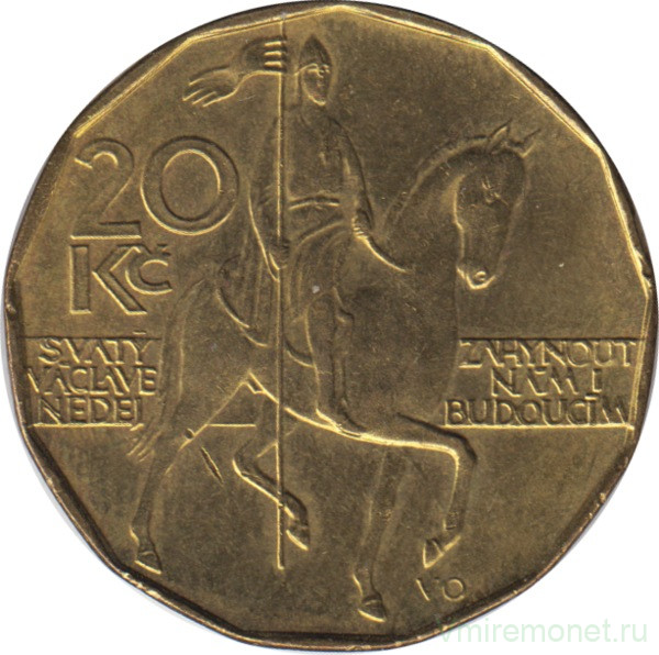 Монета. Чехия. 20 крон 1993 год.