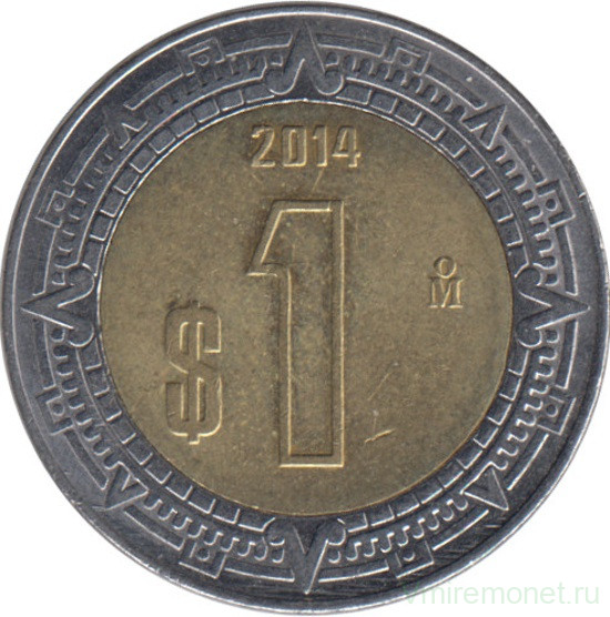 Монета. Мексика. 1 песо 2014 год.