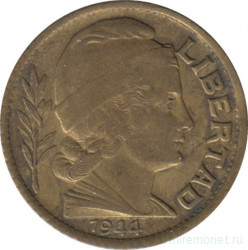 Монета. Аргентина. 10 сентаво 1944 год.